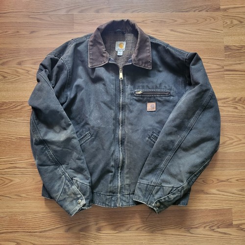Vintage Carhartt Detroit Jacket Blanket Lined Mens Large J97 BLK *STAINS*