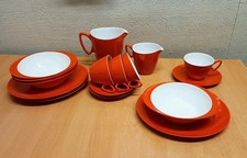 RETRO GAYDON MELMEX ORANGE BREAKFAST/PICNIC SET CUPS PLATES BOWLS JUG (SERVES 4)