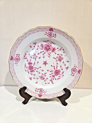 Meissen Indian Pink Rich Gold 10'' Dinner Plate - 1st Quality - Hand Painted Mint