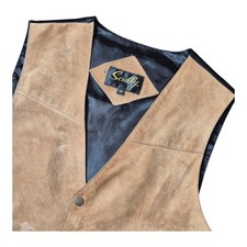 VTG Scully Brown Suede Leather Western Vest Snap Button Men's M