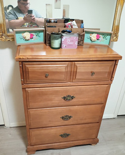 Brown Medium Wood 5 Drawer Chest of Drawers Dresser Freestanding Bedroom