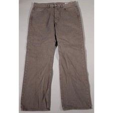 AYR The Slacker Pants Mens 36/32 Brownish Green Straight Leg Button Fly Denim