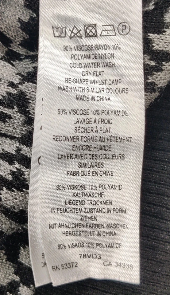 Suéter de mujer French Connection talla L negro gris estampado animal cuello redondo pulóver Foto 4 de 4