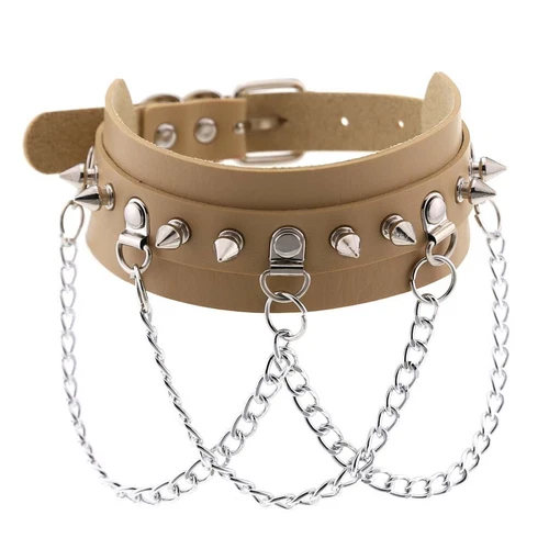 Punk Gothic Spike Rivit Choker Halsband PU Leder BDSM Halskette 16 Farben - Bild 16 von 36