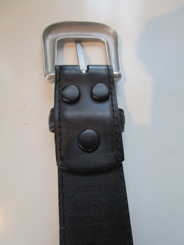 Boy's Cowboy Belt Black Leather Brown Trim Silver Studs Size 22 - Picture 5 of 10