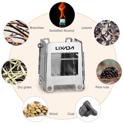 Lixada Portable Stainless Steel Lightweight Folding Wood Stove Pocket Stove O2Y9 - Picture 2 of 12