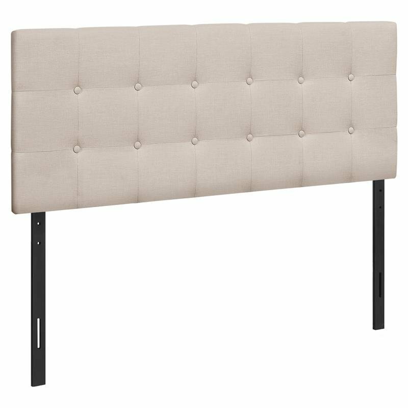 Full Size Upholstered Linen Look Beige Bed Headboard for Stylish Bedrooms-image