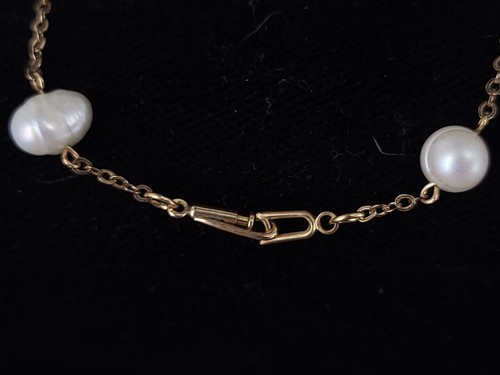 Vintage Gelbgold gefüllte Zinn Tasse 8 mm Barock Perle Bahnhofskette Halskette 19 Zoll - Bild 6 von 6