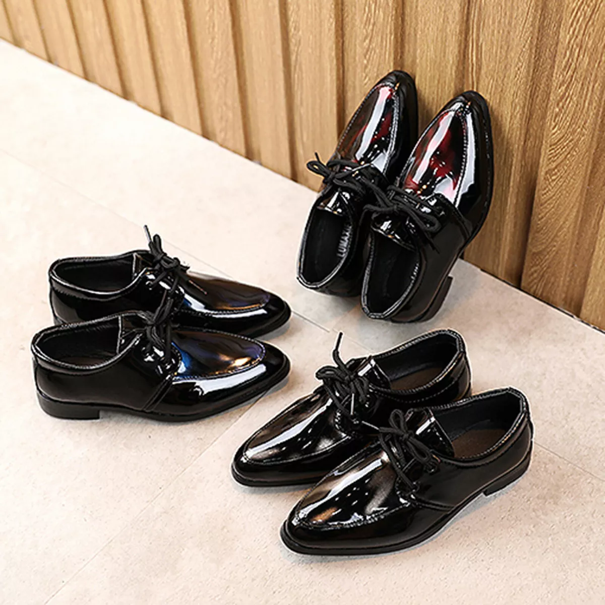 Boys Kids Leather Patent Formal Black Party Oxford Wedding Prom Dress Shoes  US 