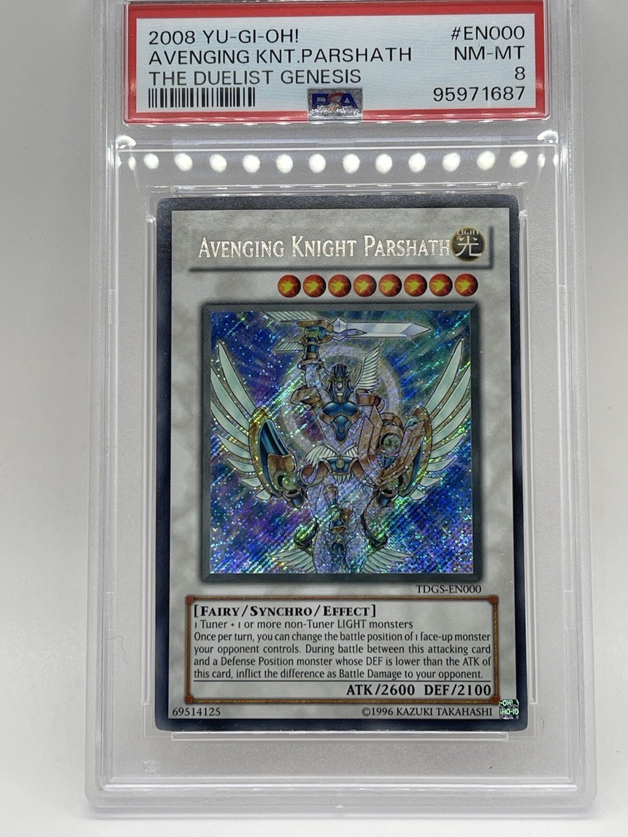 Avenging Knight Parshath 2008 PSA 8 NM-MINT Secret Rare TDGS-EN000