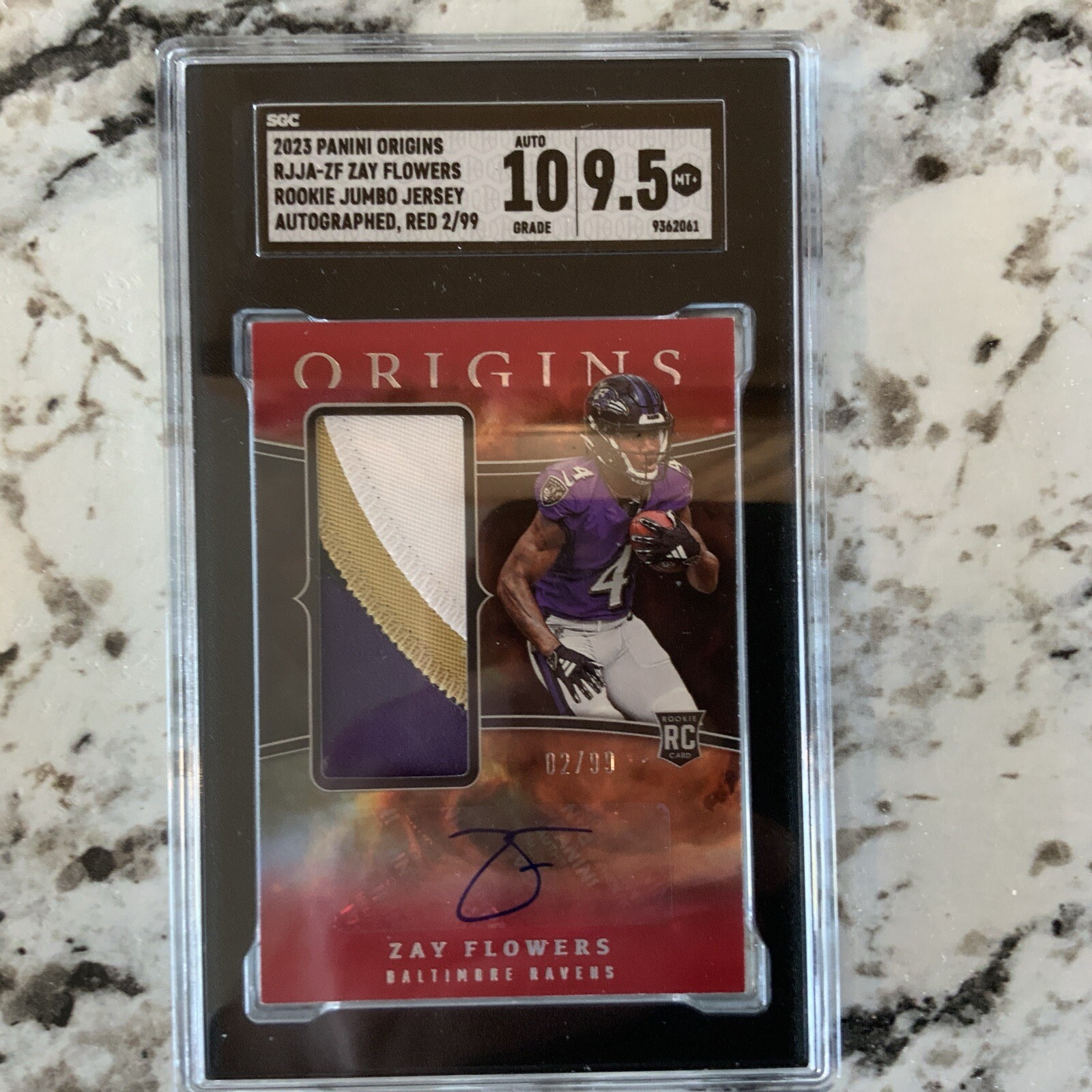 Zay Flowers Panini Origins Rookie Jumbo Jersey Autographs #RJJAZF Red