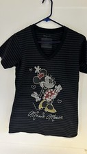 Minnie Mouse DISNEY STORE Sequin Sparkle Bling Striped T-Shirt Top Sz M