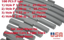 100 Pcs ASSORTMENT CLIP-ON WHEEL WEIGHT BALANCE P STYLE 1.25 1.50 1.75 2.00 oz