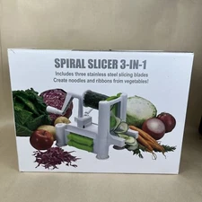 3 in 1 Fruit & Vegetable Spiral Slicer Cutter 3 Blades New Open Box