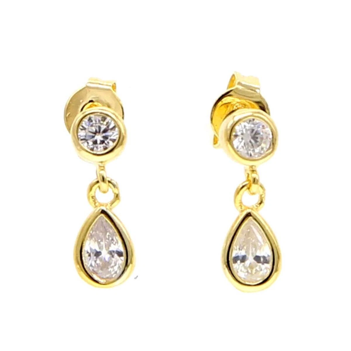 Orecchini A Goccia WillTen Donna Placcati Oro - Con Zirconi, A Cerchio, Leggeri 5g - 14x25 Mm