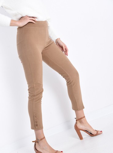 Pantaloni donna con Bottoni alla caviglia, vita alta con cinturino elastico  | eBay