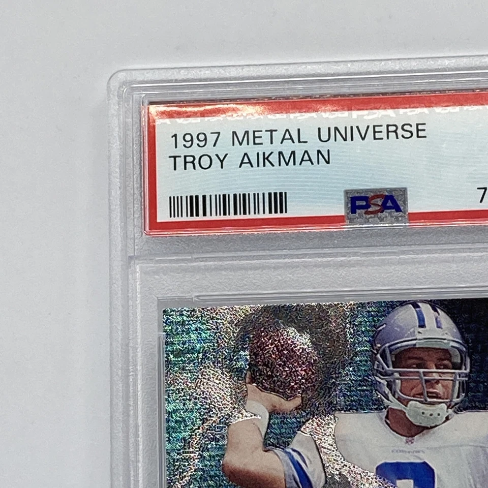 Troy Aikman Metal Universe Insert 1997 Skybox Metal Universe Football #11 PSA 7 - Image 4 of 4