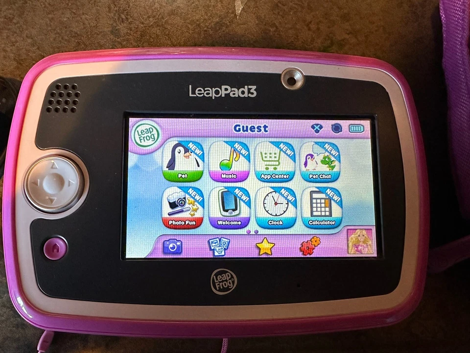 LEAP FROG LEAP PAD 3 PINK LEARNING TABLET W CASE, BARBIE GAME, STYLUS, USB WORKS - Image 3 of 4