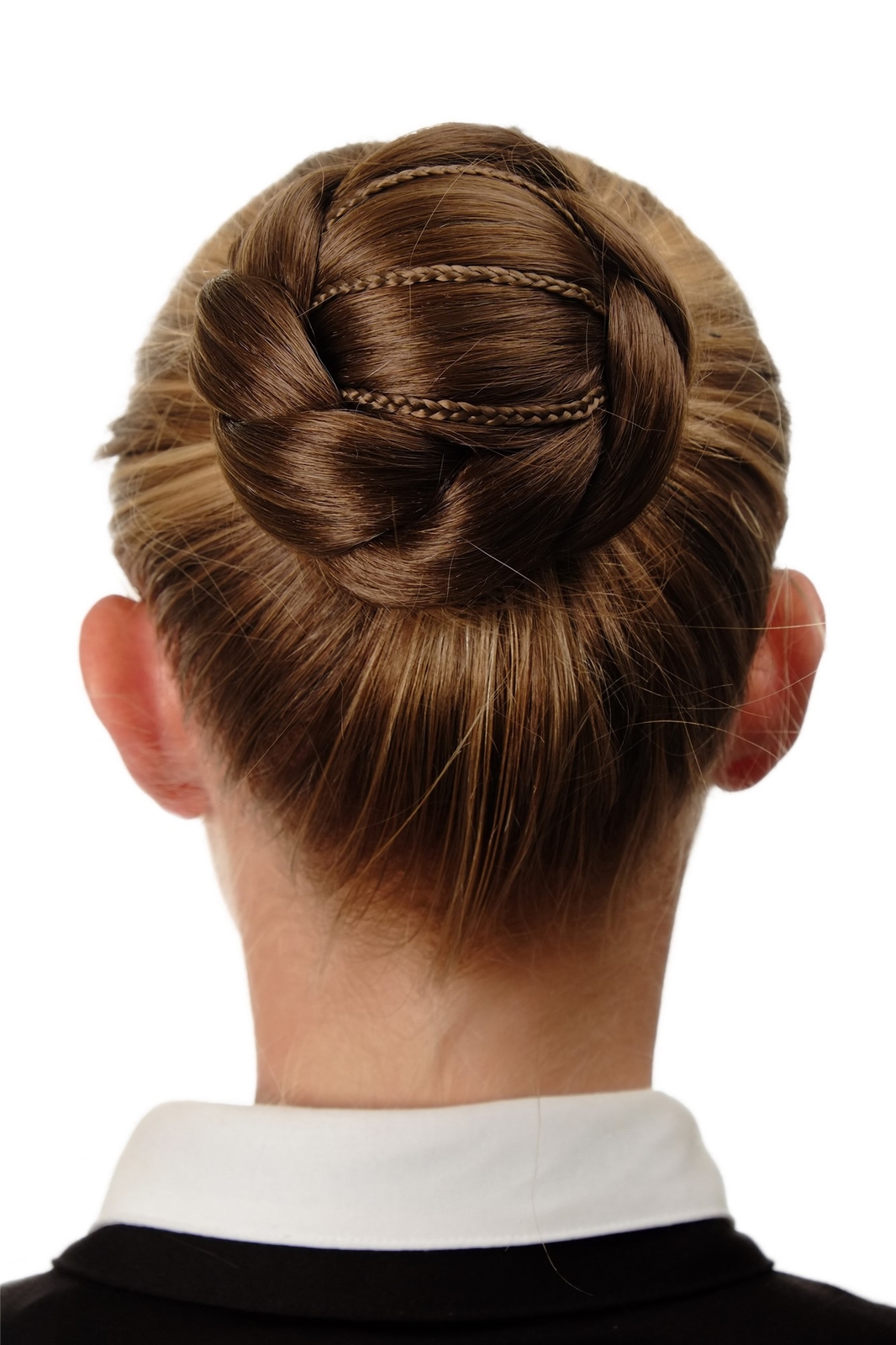 Ornate Braided Hair Bun Hair Piece Braun Gold Brown N672-12