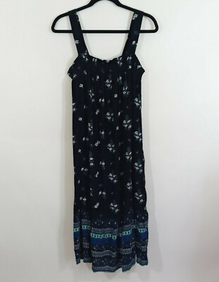 old navy black floral midi dress Old Navy Women's Black Floral Soft Stretchy Midi Dress Long Sleeve Medium
