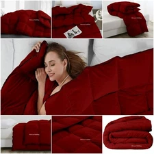 Fancy Premium Soft Solid Burgundy Comforter Goose Down Alternative Queen Size