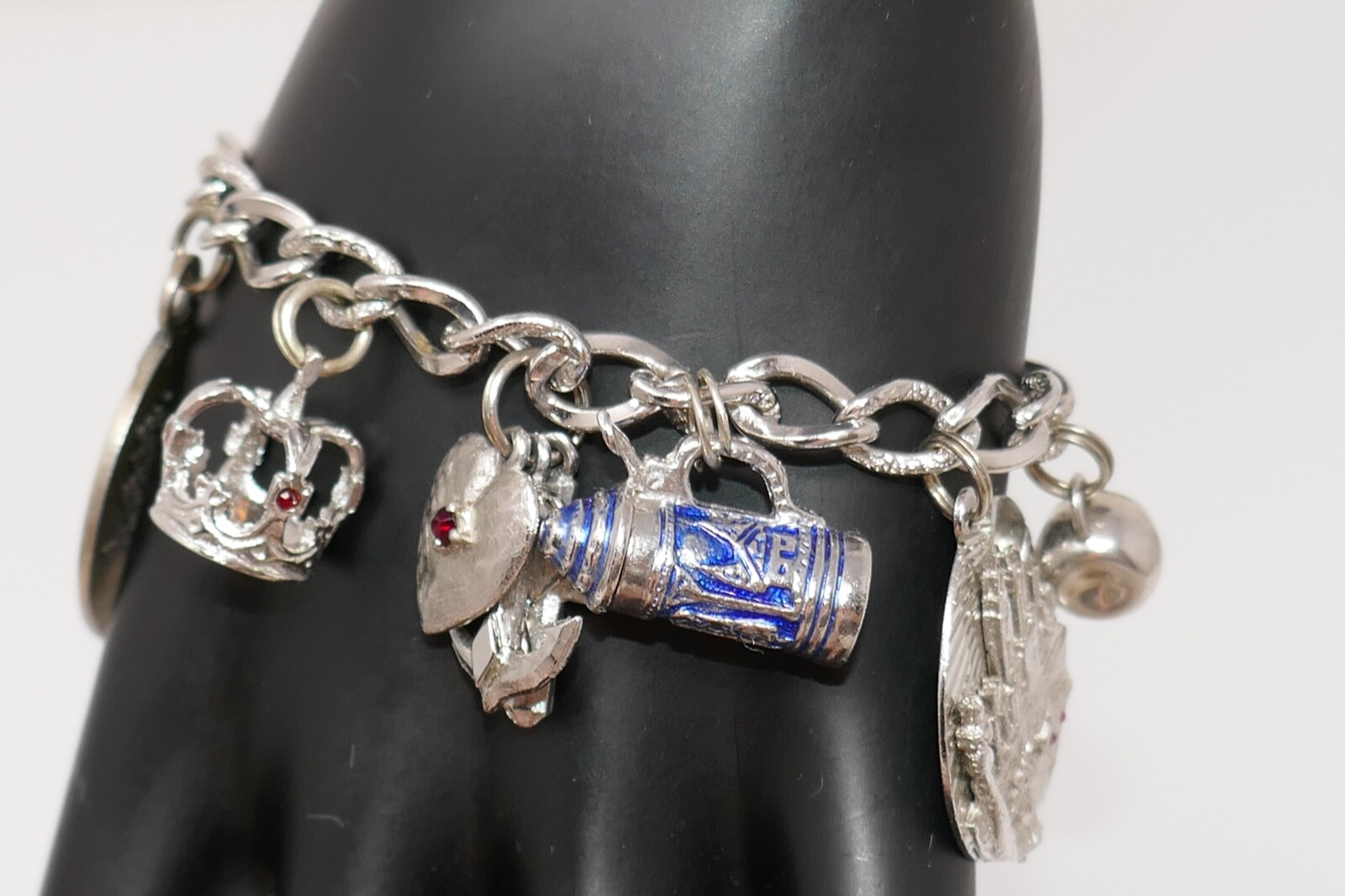 Sterling Silver Multi Theme 12 Charm Bracelet - image 4
