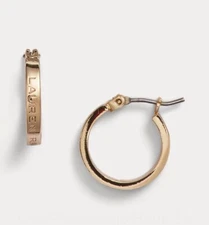 Lauren Ralph Lauren Gold Tone Logo Hoop Earrings