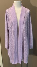 Woman Within 22/24 1X Quiet Luxury Lavender Open Front Cardigan Sweater