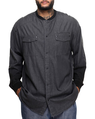 Sean John Denim Raw Grey Dip-Dye Sleeves Shirt Jacket Size 2XL