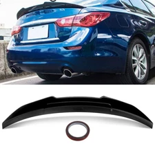 For 2014-2022 Infiniti Q50 PSM Style Rear Trunk Spoiler Wing Glossy Black Look