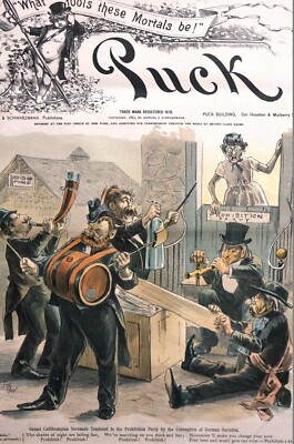 Prohibition Party 1887 GERMAN SOCIETY FREE BEER BARREL MUSIC BAND ALCOHOL Puck