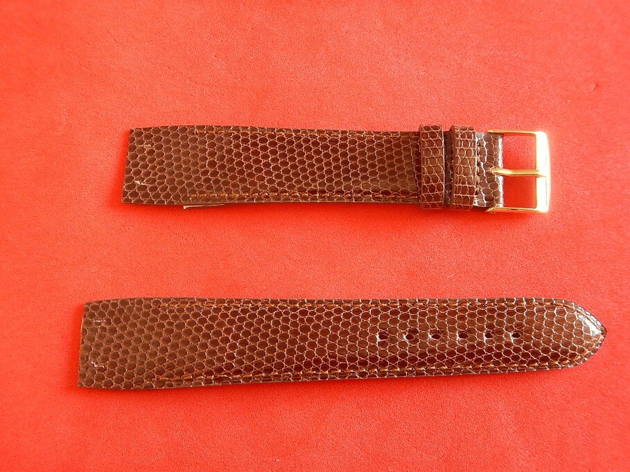 Bracelet Cuir De Lézard 16 Mm Marron Clair Gold - Neuf Fabriqué En France, Pour Boucle Ardillon