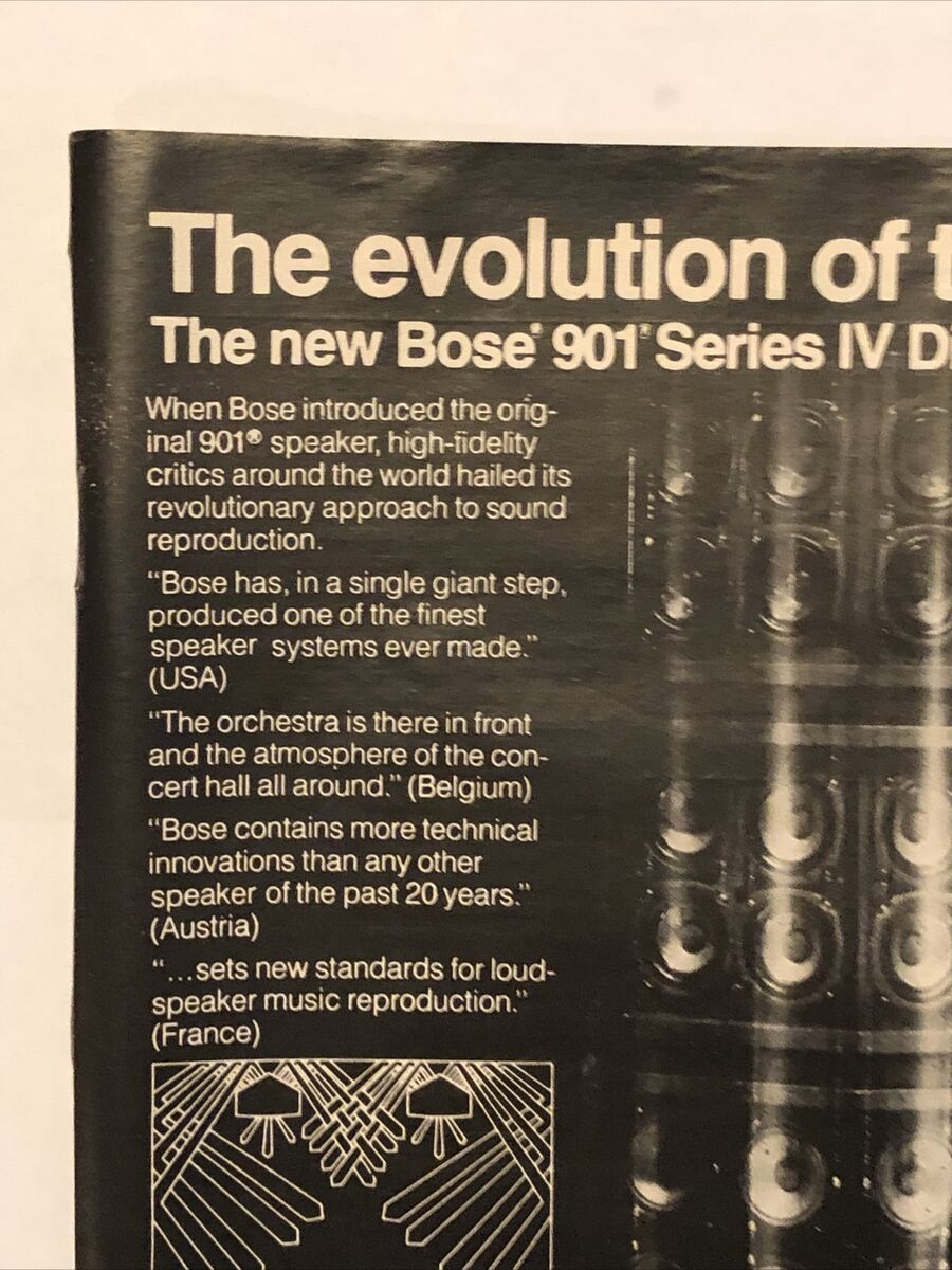 PRINT AD 1978 Bose 901 Series IV Direct-Reflecting Speakers PRINT AD 1978 Bose 901 Series IV Direct-Reflecting Speakers