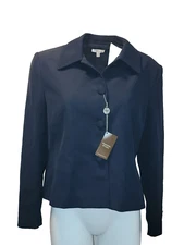 NWT Ingenuity Women Size 12P Navy Blue Lined Blazer Jacket