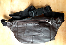 VINTAGE LEATHER PATCHWORK FANNY PACK HIPPIE WAIST BELT BAG Adjustable to 50"