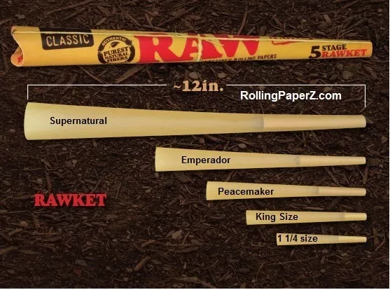 RAW RAWket FIVE CONE KIT Rolling Papers - NEW Assorted SIZES PRE ROLLED  CONES