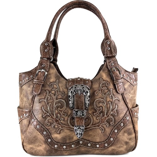 Justin West Western Floral CCW Stud Buckle Concealed Carry Handbag Purse Set - Picture 85 of 131