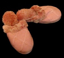 NWT LADIES PINK KNIT FAUX FUR NEWBURY SLIPPERS  SIZE S 5/6