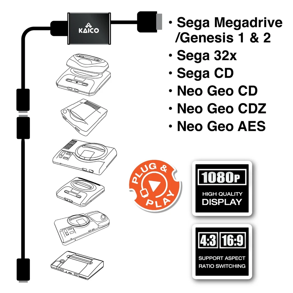 Kaico Sega Genesis 1080p HDMI Adapter - For use with Sega Megadrive & Neo Geo HD - Image 3 of 4