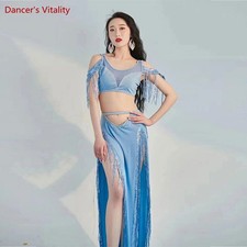 2023 Belly dance suit women's performance suit short sleeve top long skirt