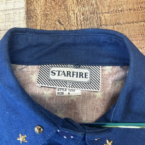 VTG Starfire Western Denim 2 Piece Belted Square Dance Americana Size 6 - Picture 15 of 18
