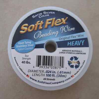 100' Soft Flex clear steel beading heavy jewelry wire 49 strand .024 inch