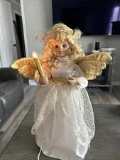 Vintage Animated Angel 24" w Light and Motion Telco Motion Lights Dress-stained