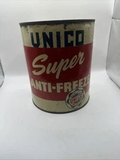 SCARCE UNICO ANTIFREEZE ONE GALLON GAS OIL ADVERTISING CAN