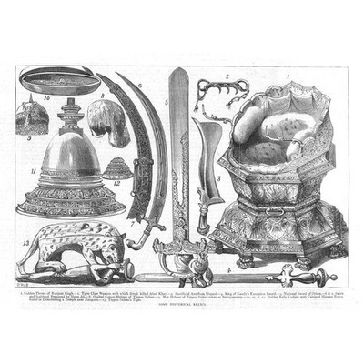 Indien einige historische Relikte - antiker Druck 1880