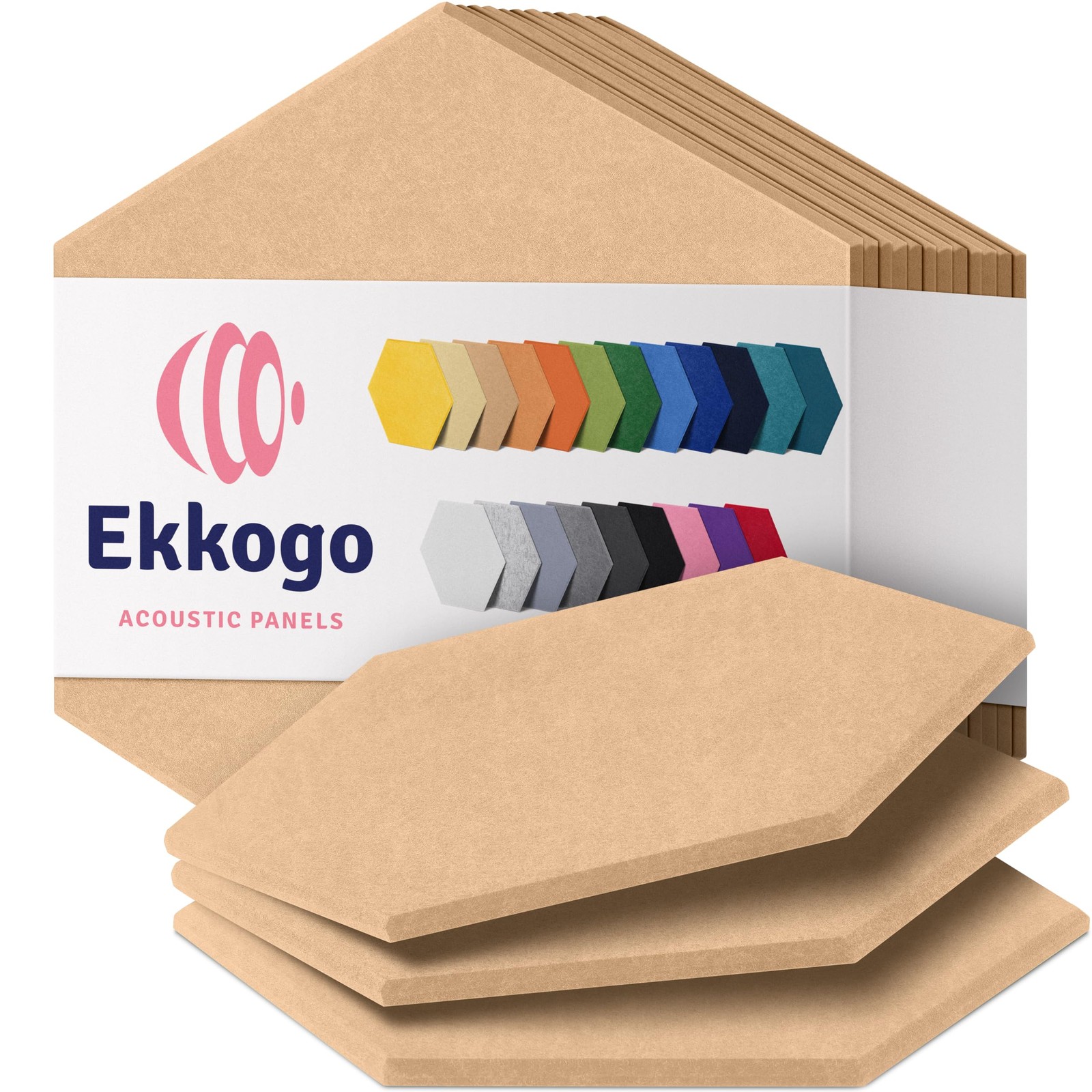 Ekkogo Acoustic Panels 12-Pack Soundproof Wall Panels 14"X12.1"X0.4" Sound Pa...