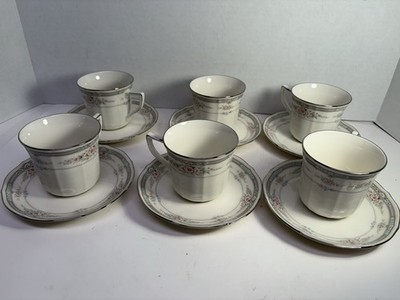 NORITAKE ROTHSCHILD PATTERN 7293 IVORY CHINA  6 CUPS & SAUCER Sets