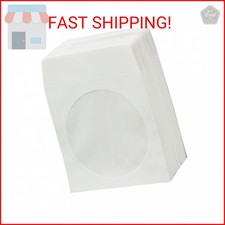 BestDuplicator White Cd/DVD Paper Media Sleeves Envelopes with Flap and Clear Wi