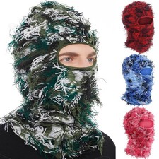 Distressed Balaclava Ski Full Face Mask Shiesty Ripped Knitted Windproof Beanie