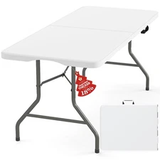 Upgraded 18% Thickened Folding Table 6ft Made of HDPE Plastic, Heavy Duty (25...